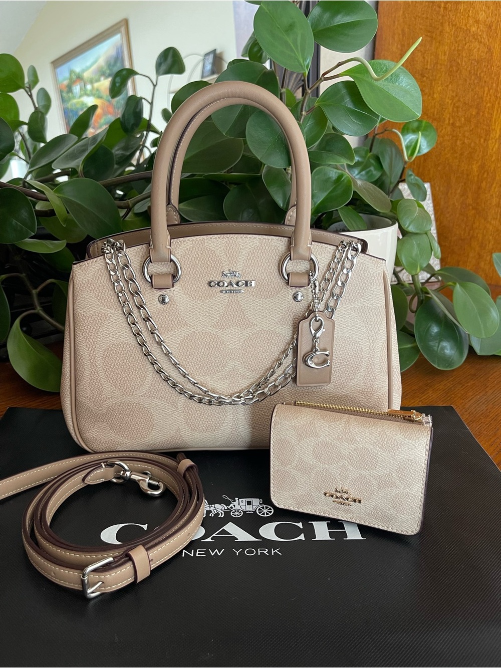 Coach Small Savannah Carryall Satchel in Signature Canvas with Matching Wallet
